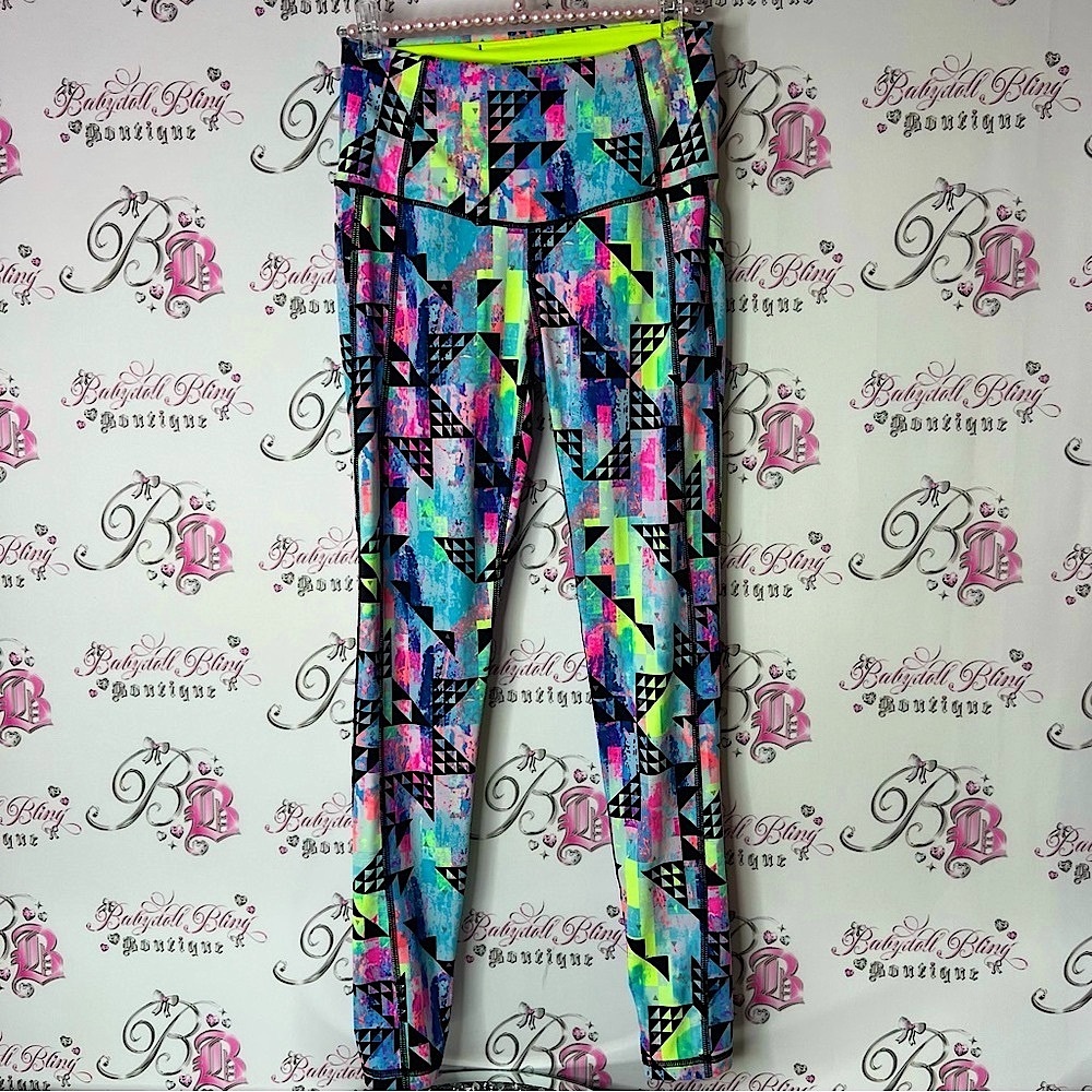 Victoria's Secret Colorful Geometric neon bright stretchy tights Leggings